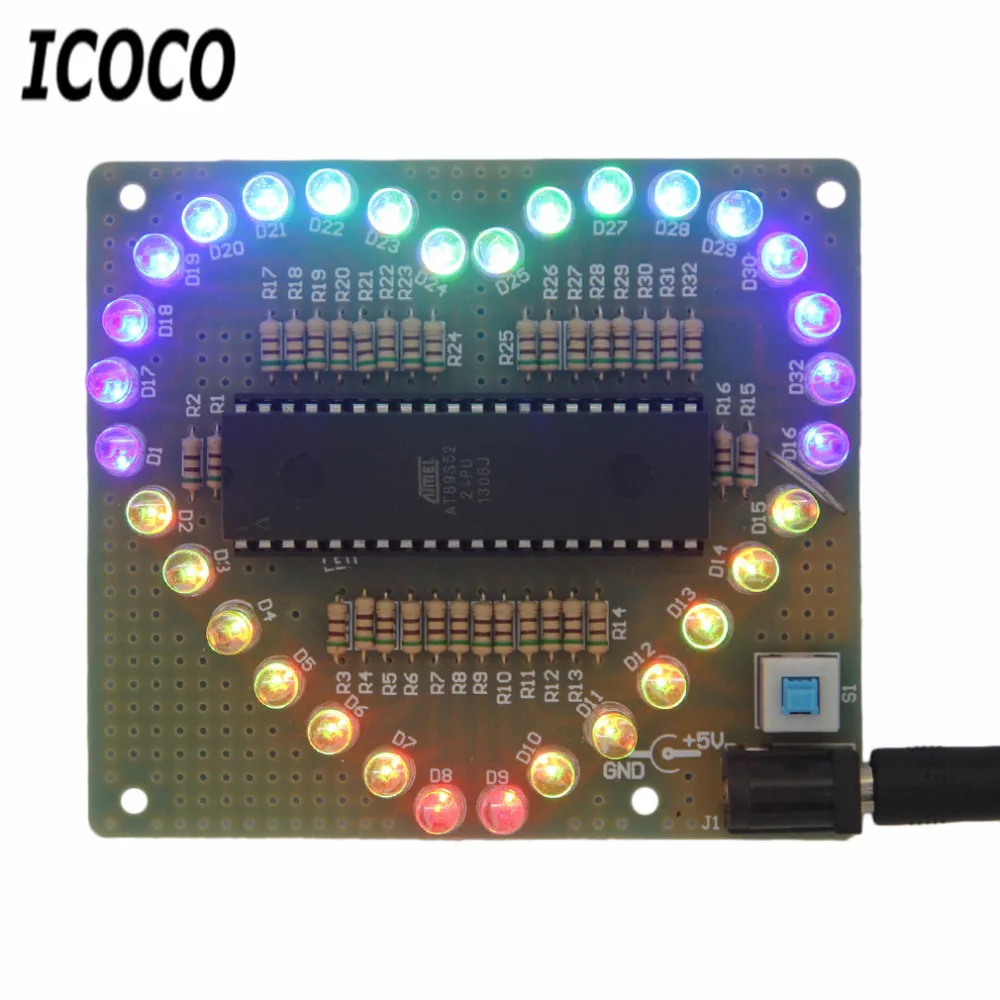 ICOCO 2017 новейший DIY набор в форме сердца светодиодный красный синий цветной