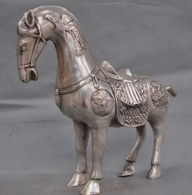 9 &quotСтарый китайский фэншуй серебряный дракон феникс птица успех Зодиак Лошадь