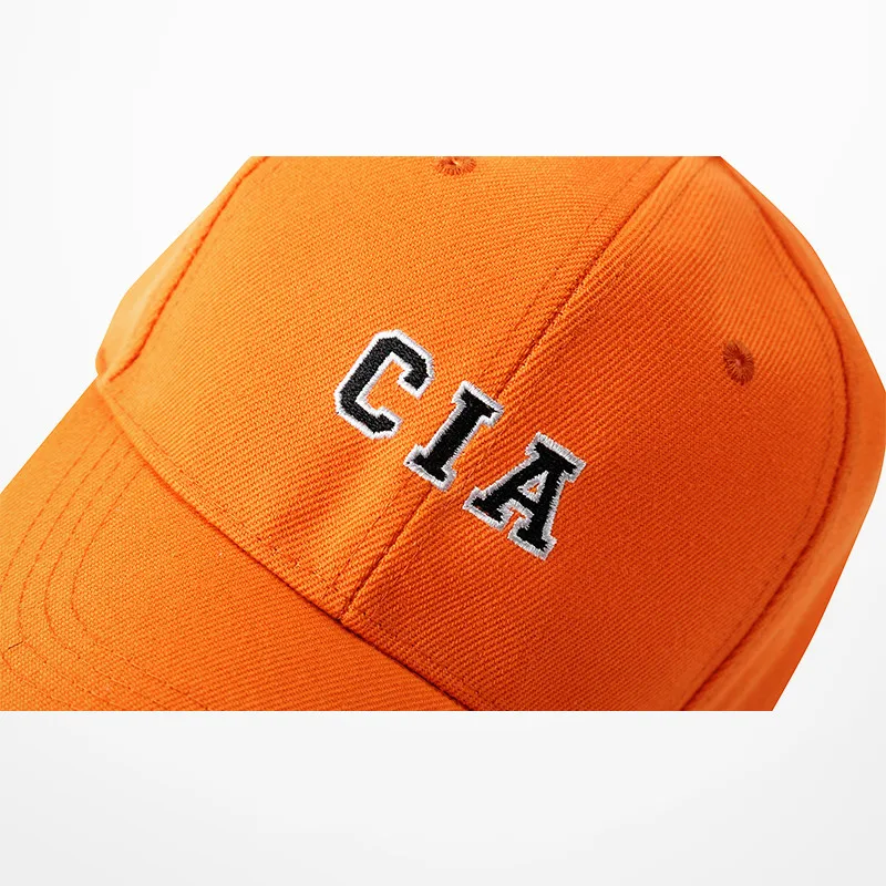 В Корейском стиле Кепка в хип-хоп для мужчин и женщин Оранжевый Цвет CIA вышивка