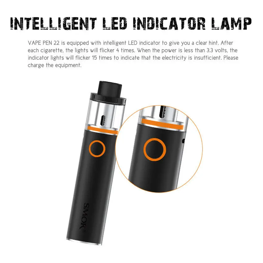 SMOK Vape ручка 22 комплект 1650 мАч встроенный аккумулятор светодио дный индикатор