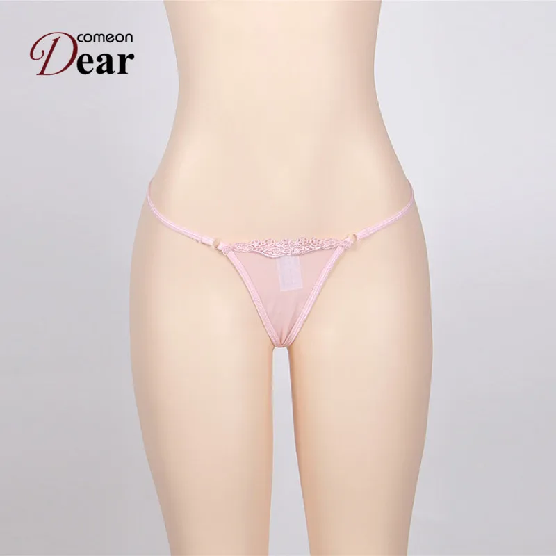 pink Comeondear PA5083, одноцветные, размера плюс, сексуальные трусики, стринги, танга, Т-образная спина, кружева, Мини, микро бикини, стринги, нижнее белье, женские трусики - Цвет: pink