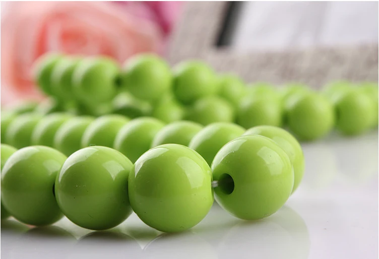 Детское ожерелье карамельного цвета зеленый акриловый бисер 14 мм для девочек