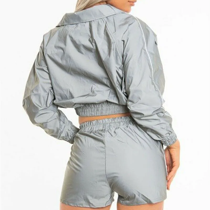 Летнее Женское пальто топы спортивный костюм куртка на молнии Повседневная