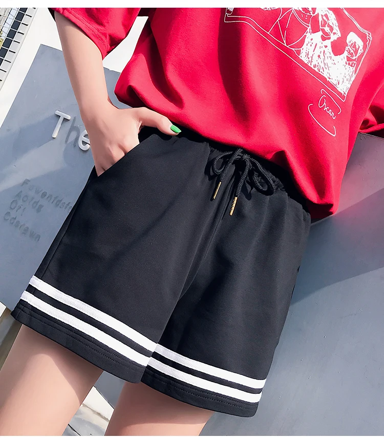 Для женщин днище корейский Панк Harajuku Ulzzang Повседневное свободные полосатые Ins шорты женские милые Винтаж Kawaii брюки для Для женщин