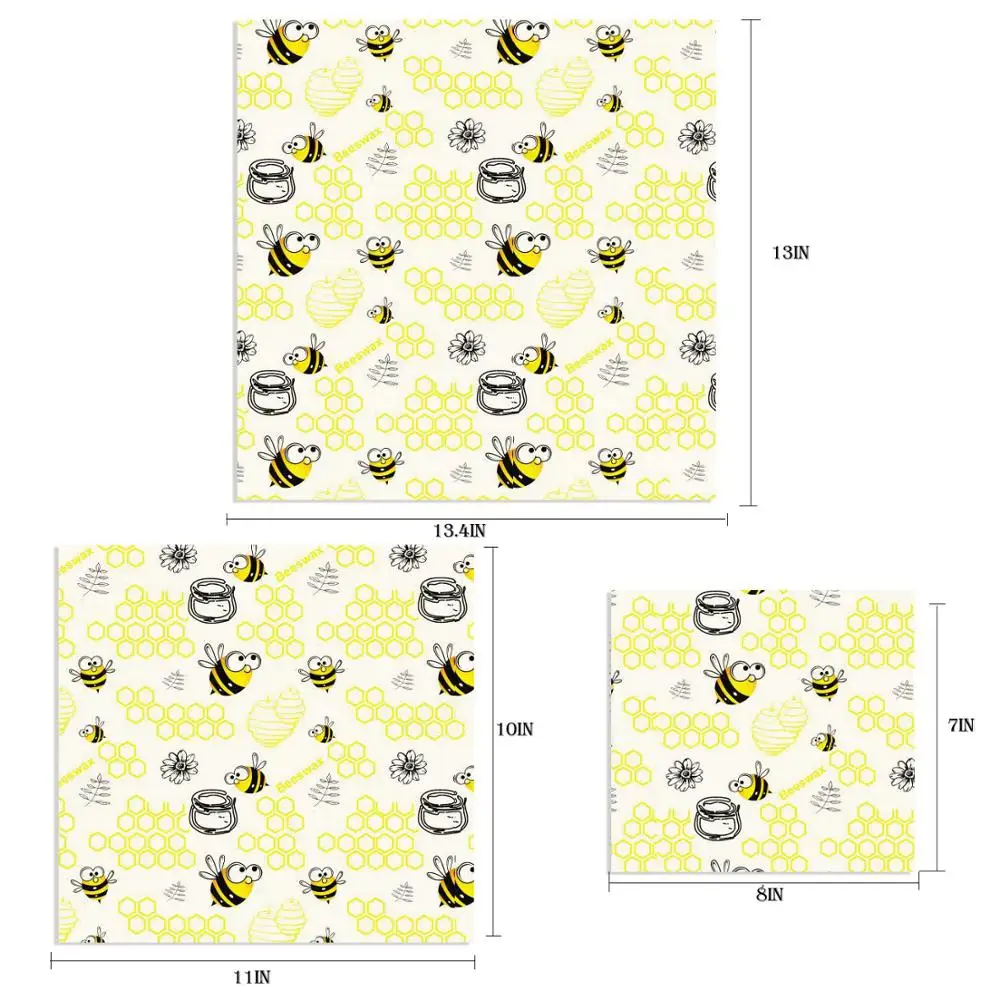 Визуальный сенсорный пчелиный принт ткань 3 размера воск обертывание