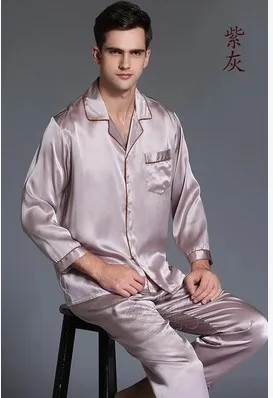 Silkworm beauty special cabinet mulberry silk heavy weight silk stretch satin long sleeves men  pajamas home