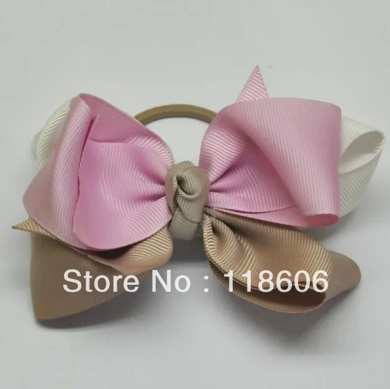 

Boutique Ribbon Hairbow with Hair Elastic Rubber Band PonyTail Holder