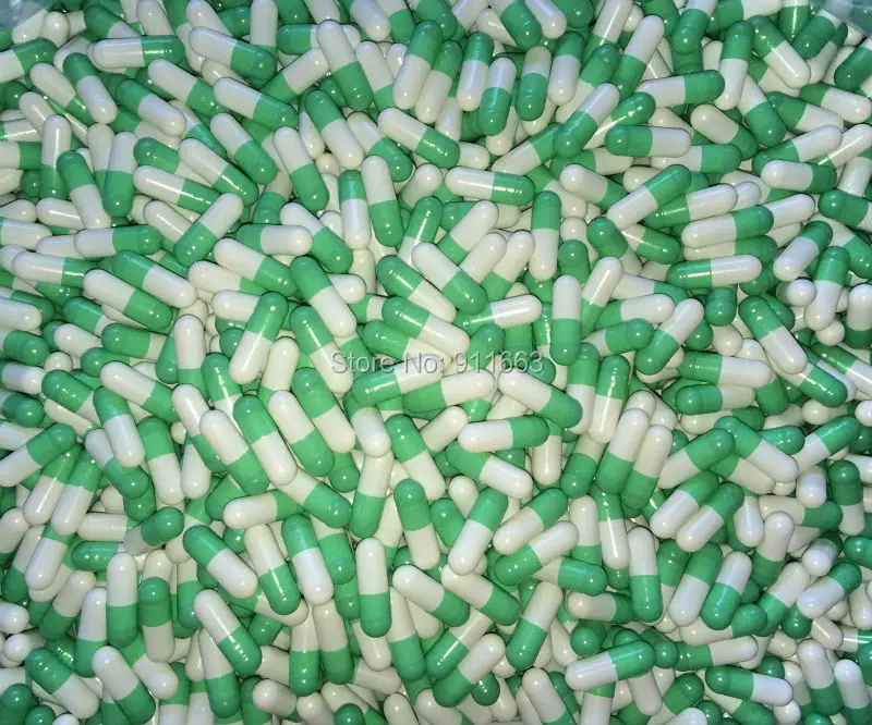 

0# 500pcs! Light Green-White Colored Vegetable Capsule,HPMC Vegetarian empty capsules!,(closed or seperated capsules available!)