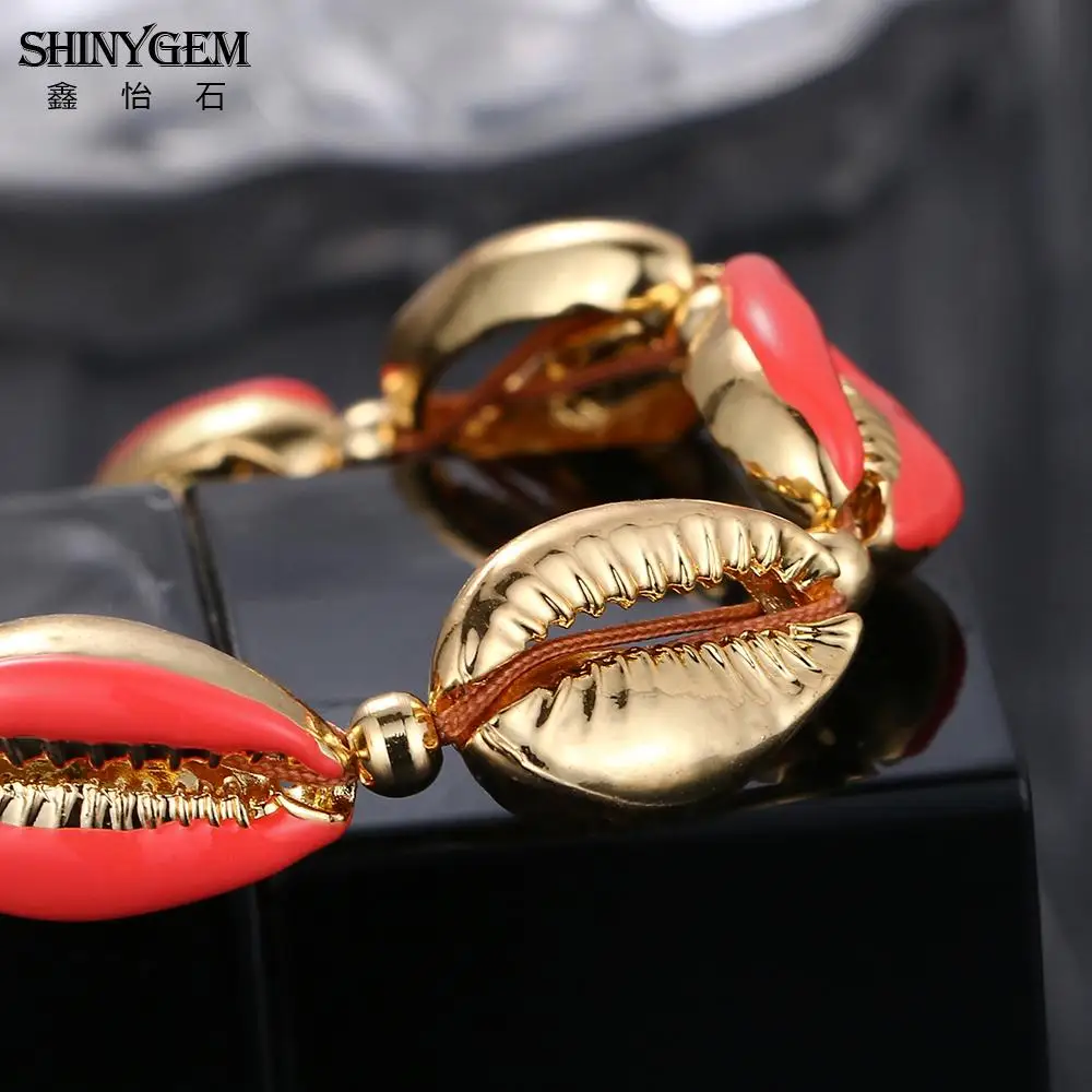 Женские регулируемые браслеты с шармами ShinyGem из натурального камня розового