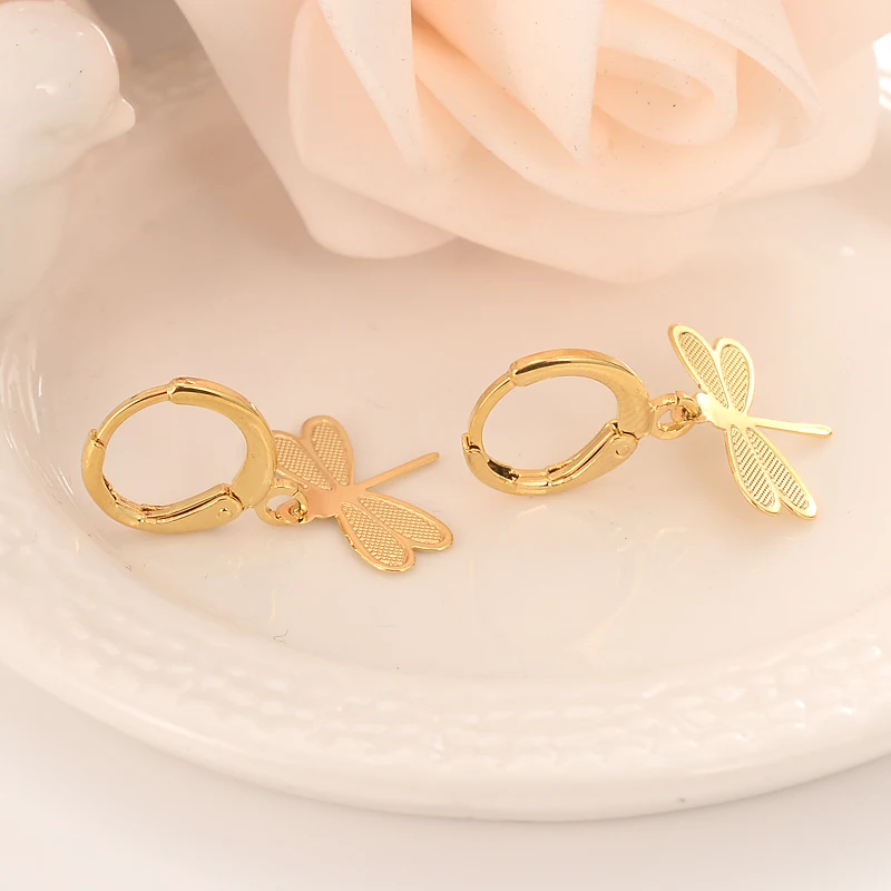 

gold jewelry PNG dragonfly pendant Earrings Women Party african wedding bridal party Jewelry girls DIY charm girl kids gift