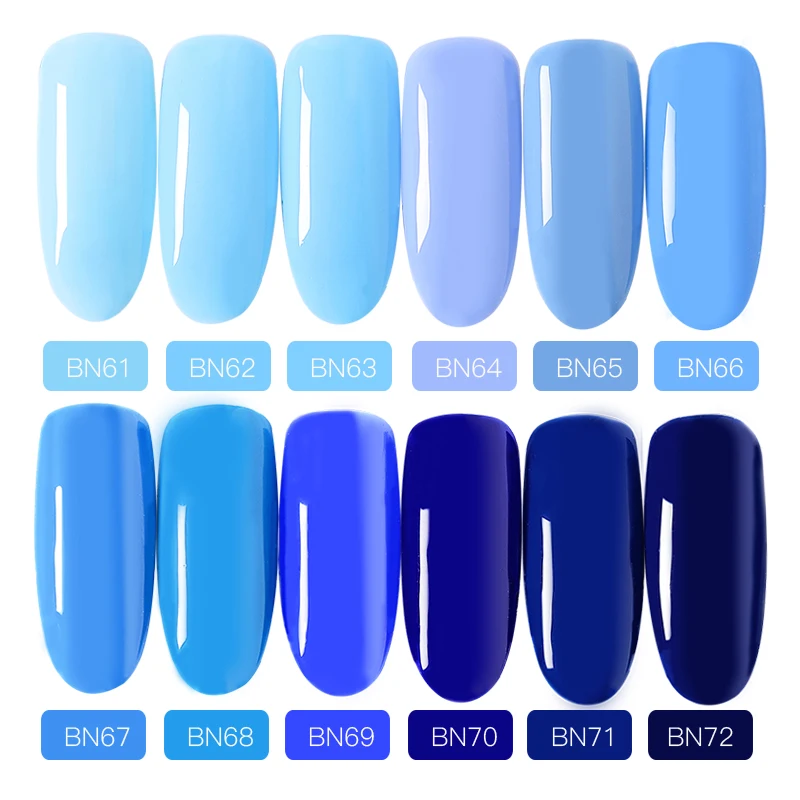 Гель лак Blueness для ногтей 6 мл Голубой серии 12 чистый цвет долговечный УФ дизайна
