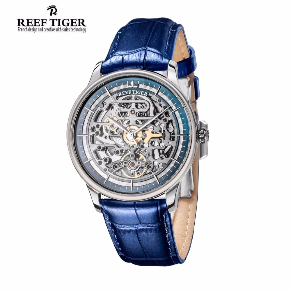 Мужские часы Reef Tiger брендовые дизайнерские автоматические стальной корпус