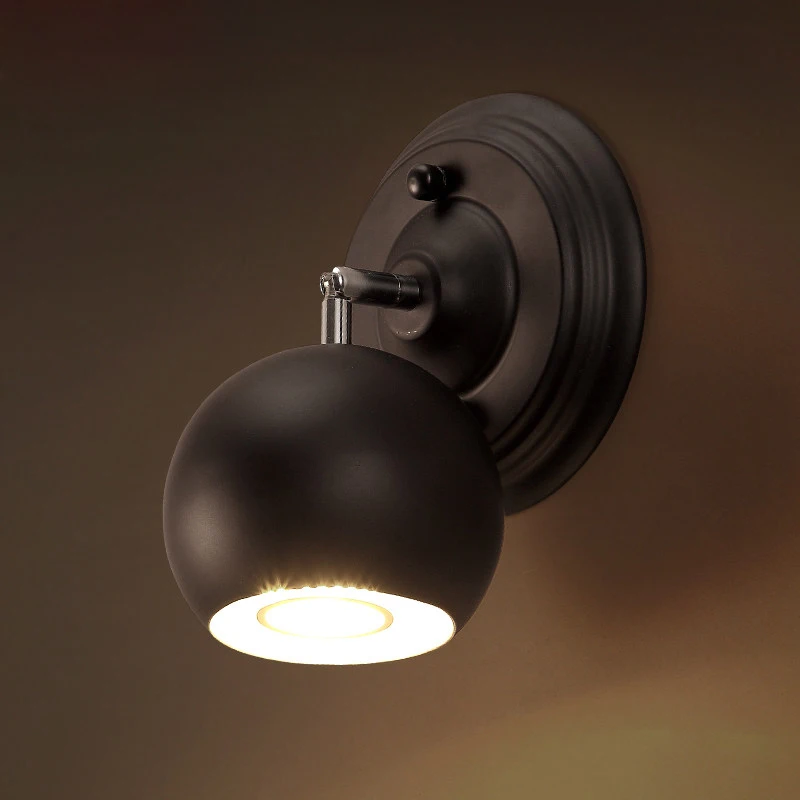 Промышленное прикроватные LED3W одноголовый настенный светильник кованого железа