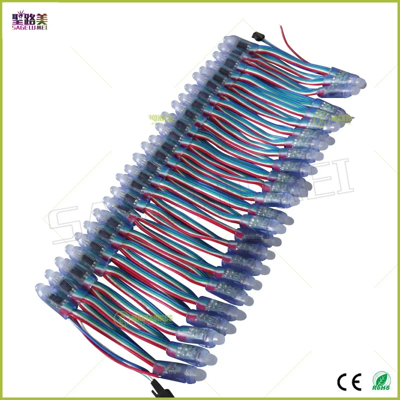 50 шт. светодиодный модуль освещения 12 мм lumineuse luces DC5V Полноцветный WS2801/6803 пикселей