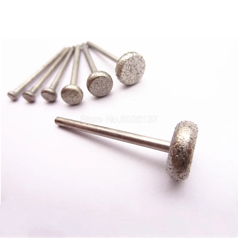 1PCs Round Wheel Diamond Grinding Head Mounted Points Spherical Jade Carving Burrs Rotary Thallium Flat Needle Rolling | Инструменты
