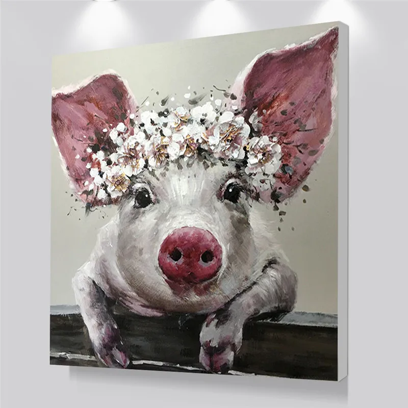 

Wall Art Canvas Poster Prints Cute Pig Animal Oil Painting Baby Room Decoration Pictures Art Nordic Kids Decoration No Frame