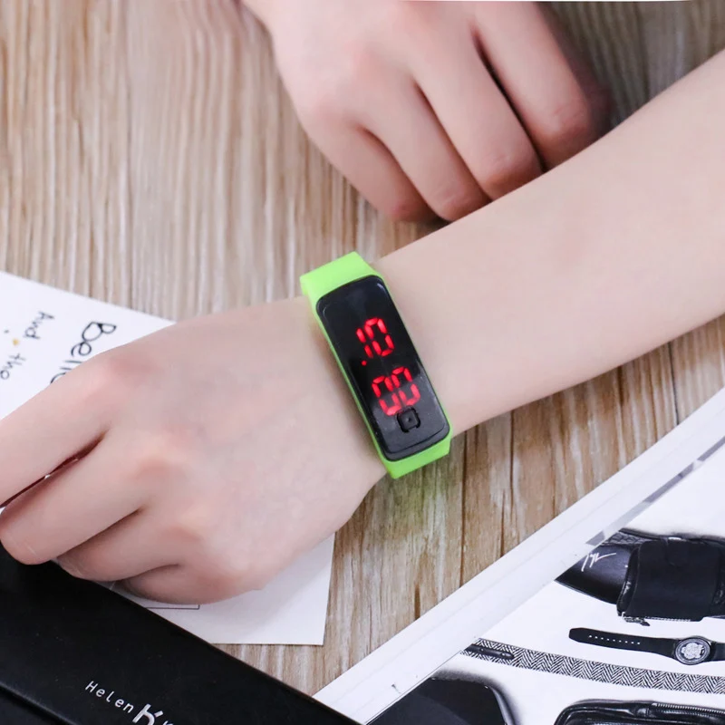 JOYROX модный светодиодный дисплей цифровые спортивные часы горячая силиконовый ремешок детские наручные часы для девочек и мальчиков детские часы карамельного цвета