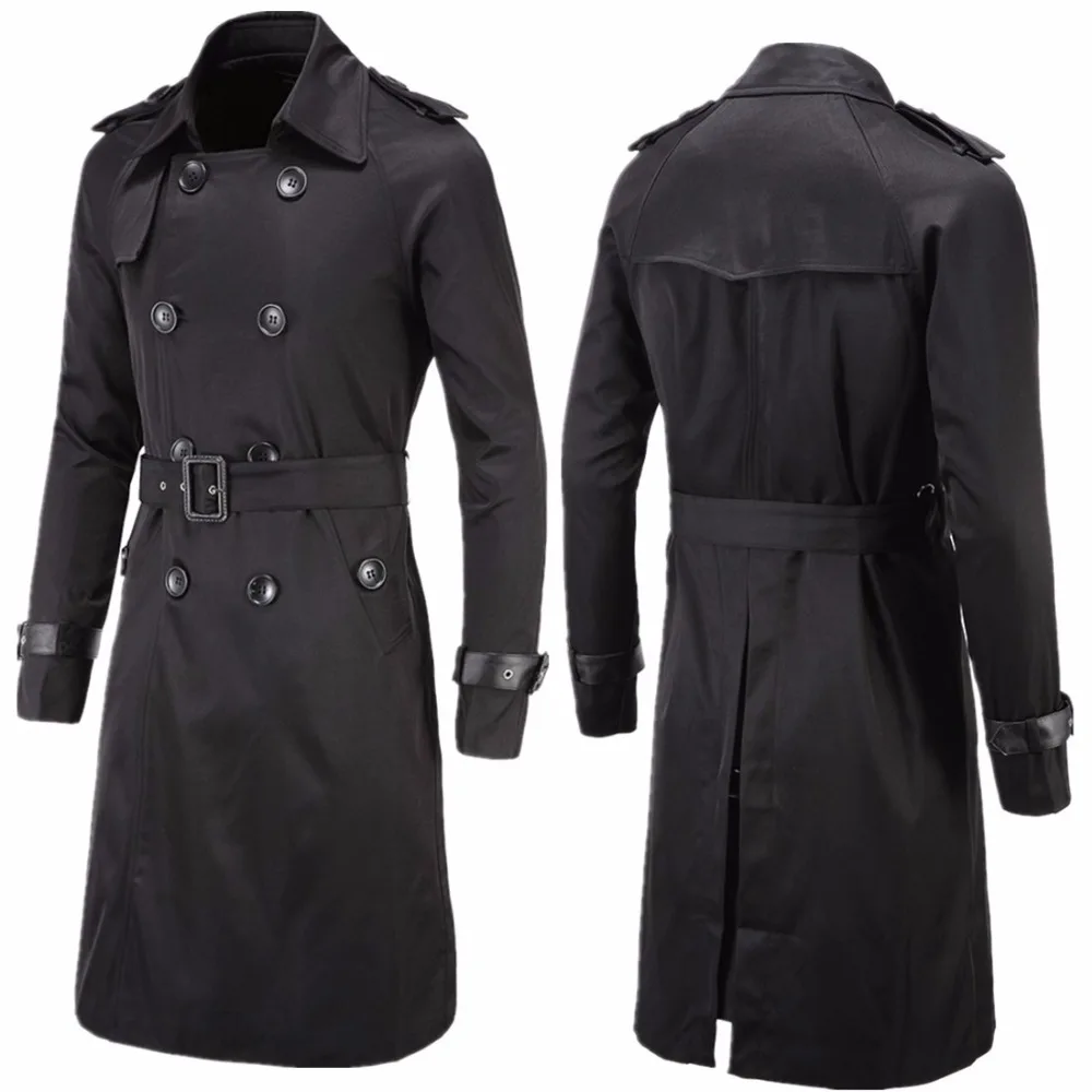 

Trench Coat Men X-Long British Slim Fit Pea Coats Double Breasted Mens Overcoat Trenchs Jackets Brand Clothing Jacket Male Coat