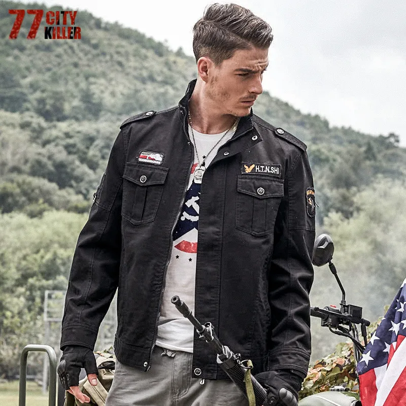 Куртка бомбер мужская приталенная с множеством карманов хлопковая куртка в