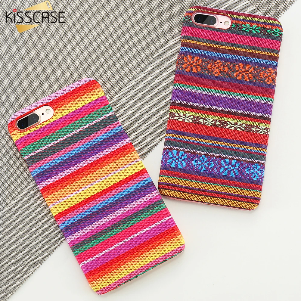 Красочный чехол KISSCASE в богемном стиле для iPhone 7 8 Plus клетку + жесткий из