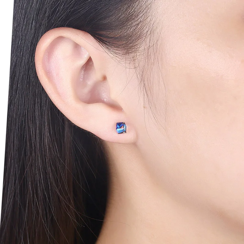 Серьги гвоздики женские из серебра 925 пробы с кристаллами Swarovski|Серьги-гвоздики| |