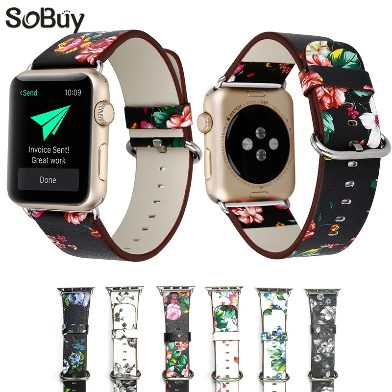 Кожаный ремешок для часов apple watch спортивный браслет из нержавеющей стали с