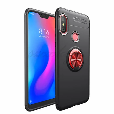 Для Xiaomi mi A2 Lite чехол Explorer чехол из силикагеля, автомобильный держатель, подставка держатель с магнитным креплением кольцом для пальца чехол из термопластичного полиуретана для mi A2 Lite Полное покрытие - Цвет: red