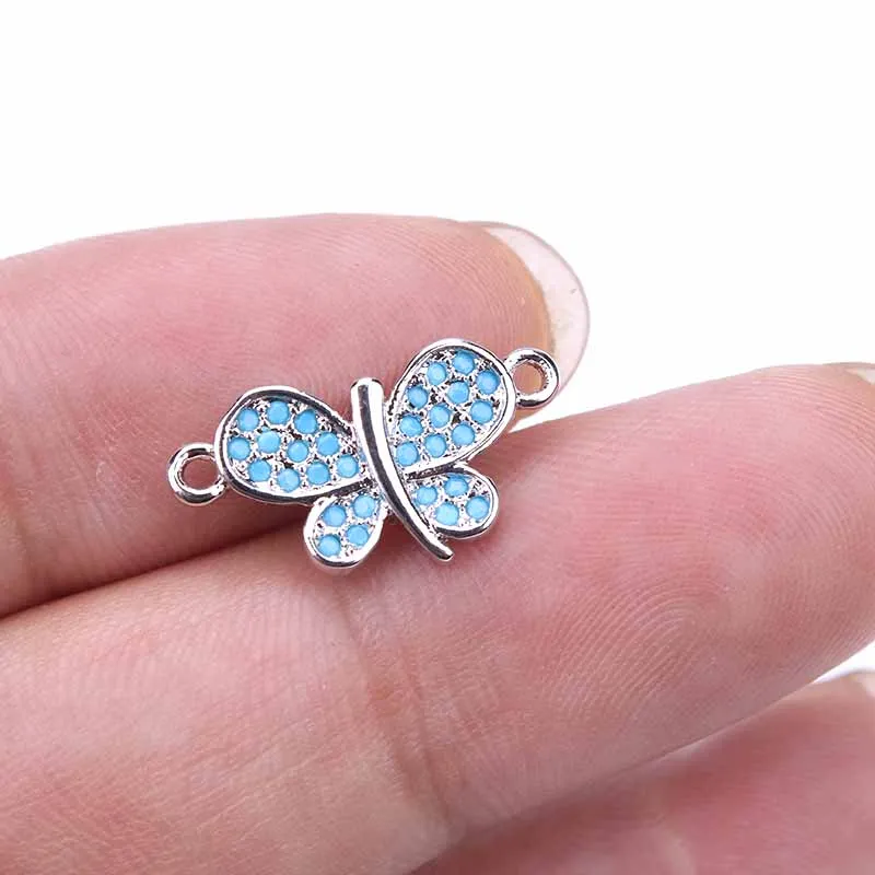 1 шт. 20*10мм Милый бабочка чарм бусина Подходит для браслета Подвески DIY Оригинальные украшения Микро вставка Цирконовые ювелирные аксессуары находки.