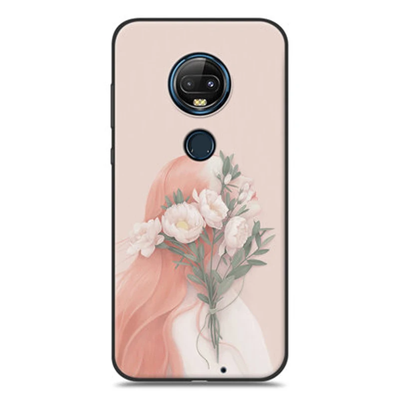 Coque For Moto G7 plus Case girl flower soft silicone TPU phone G7plus casing G 7 XT1965 Protective cases |