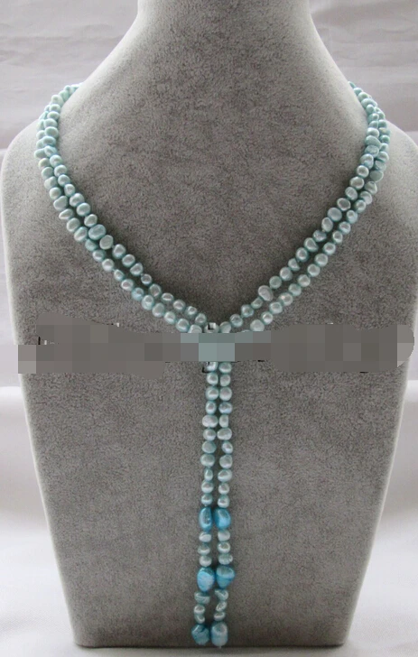ddh003070 Beautiful 47&quot 5-6-9-10mm blue baroque freshwater pearl necklace 28% Discount (A0322) | Украшения и аксессуары