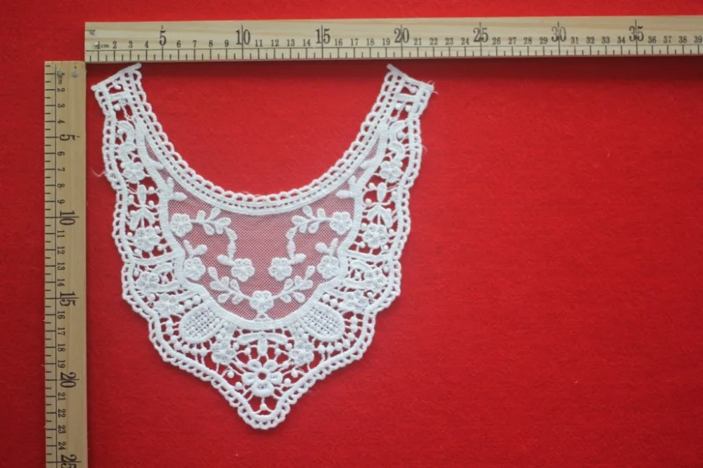 20 шт./лот 22 см * 23 аппликация на шею хлопок белый цветок леди мотив Венецианская