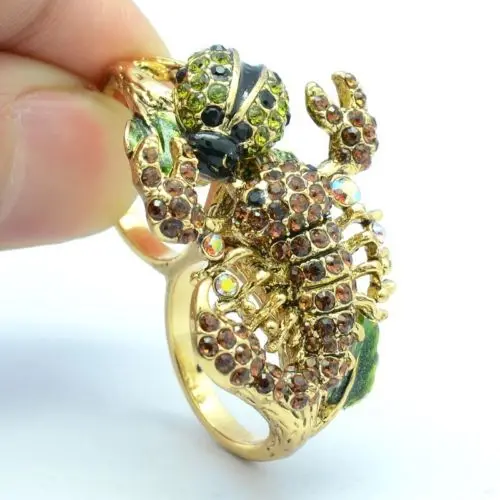 Austrian Crystals Ladybug Brown Scorpion Cocktail Ring for Women Jewelry Size 7#/8# SR2109 | Украшения и аксессуары