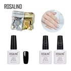 Лак для ногтей Rosalind черного цвета, праймер для зеркального покрытия ногтей, блестящий пигментный порошок, серебристый маникюрный набор, основа и верхнее покрытие