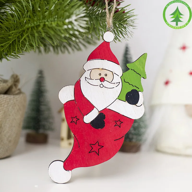 3 шт. Новый год деревянная новогодняя елка украшения кулон DIY Санта лося снеговик