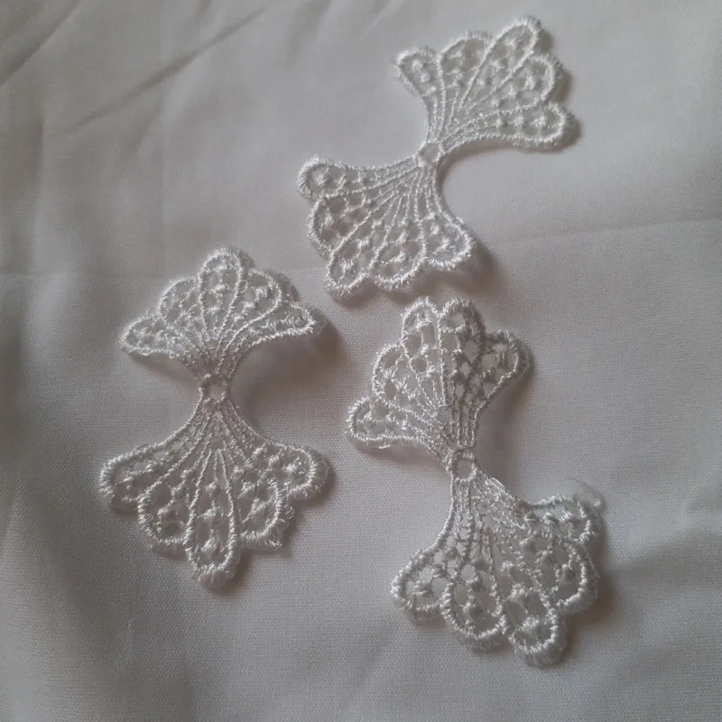 3 шт./лот водорастворимые кружевные нашивки с бантом для одежды милые Белые