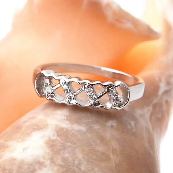 Кольцо из стерлингового серебра 925 пробы с кубическим цирконием Женское кольцо