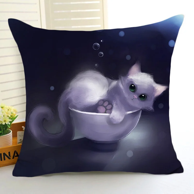 Comwarm 3D забавные животные Полиэстеровая подушка крышка Phantasy пузырь котенок кошка