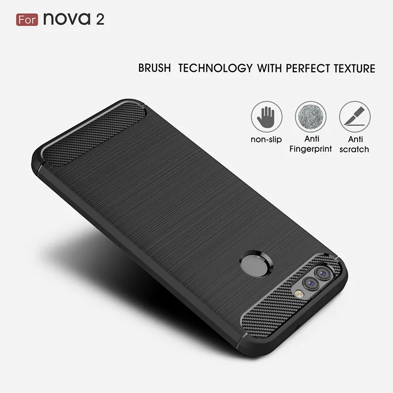 Luxury Phone Case For Huawei Nova 2 Cover 5.0 inch Shockproof Silicone Brushed Style Fundas Shell |