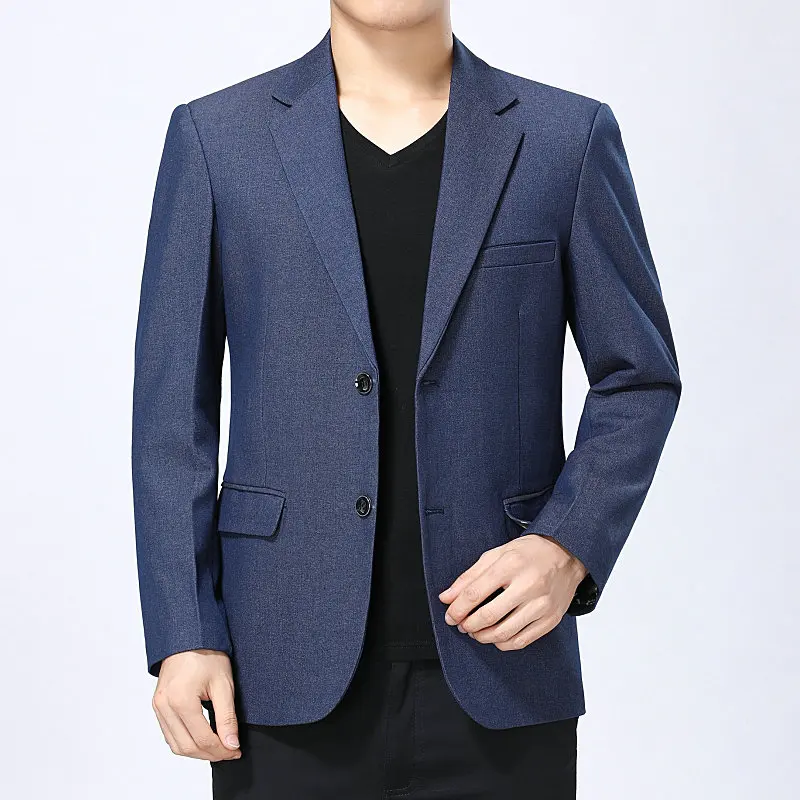 WAEOLSA Man Smart Casual Blazer Wine Red Navy Blue Jacket Suits Men Slim Fit Blazers Spring Autumn Suit Coat Blazer Masculino XL - Цвет: dark blue Blazer