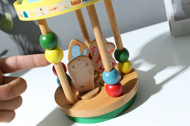 candice guo! funny wood toy in the night garden wooden spinning gazebo pavilion decoration baby kids birthday Christmas gift | Игрушки и