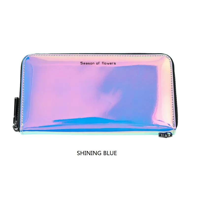 Shining blue-L UOSC кошельки, геометрические светящиеся клатчи на молнии, сумочка для телефона, вместительная сумочка для монет, держатели с ремешками, сумки для женщин - Цвет: Shining blue-L