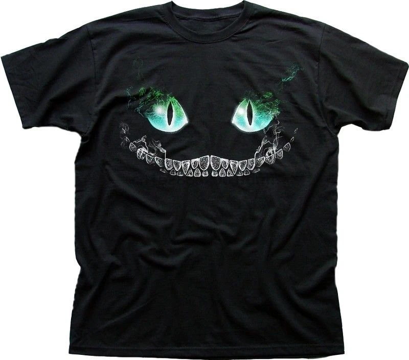 CHESHIRE Cat blue Alice in Wonderland All Mad here Hatter Футболка с принтом 9370 Мужская футболка