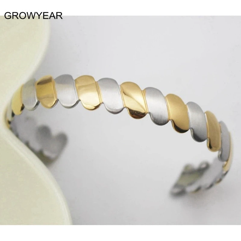 Новейший дизайн повседневная одежда браслет из нержавеющей стали два тона