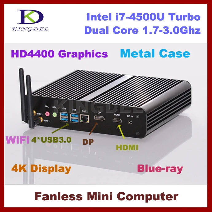 3 год гарантии мини-пк Чистая компьютер Htpc Intel i7-4500U двухъядерный 1.8 - 3.0 ГГц 2 ГБ 512ram +