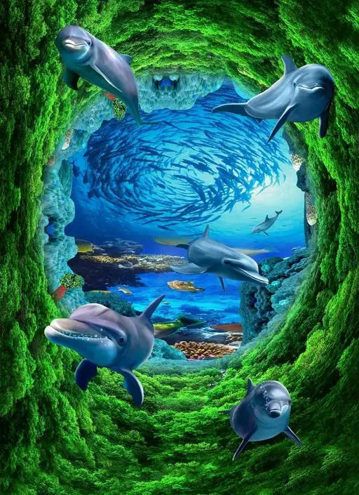 Виниловые Напольные 3D обои на заказ 2020 водостойкие самоклеящиеся|3d stereoscopic|marine