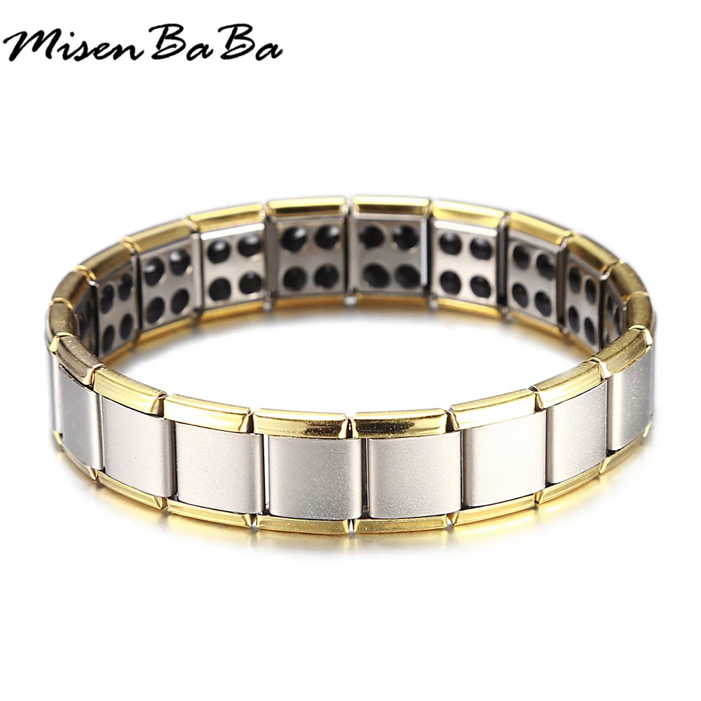 

MisenBaBa Stainless Steel Elastic Chain Tourmaline Magnetic Bracelet For Women Energy Bracelet Health Care Jewelry
