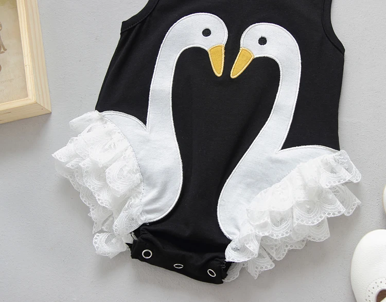 Детский комбинезон с лебедем кружевной для девочек летняя повседневная одежда