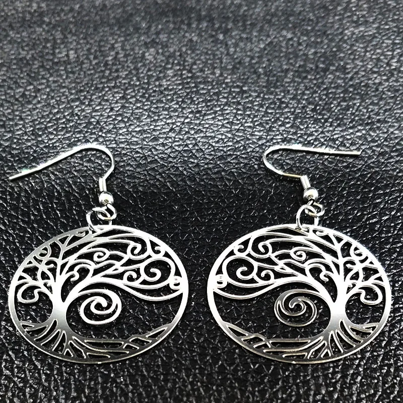 Женские серьги подвески Древо жизни из нержавеющей стали|bohemian drop earrings|bohemian