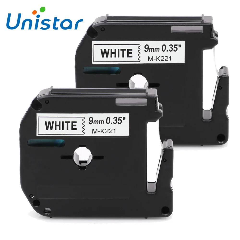 Unistar 2 шт. совместимая лента Brother P touch M M221 K221 MK221 черная на белой этикетке для Touch Label