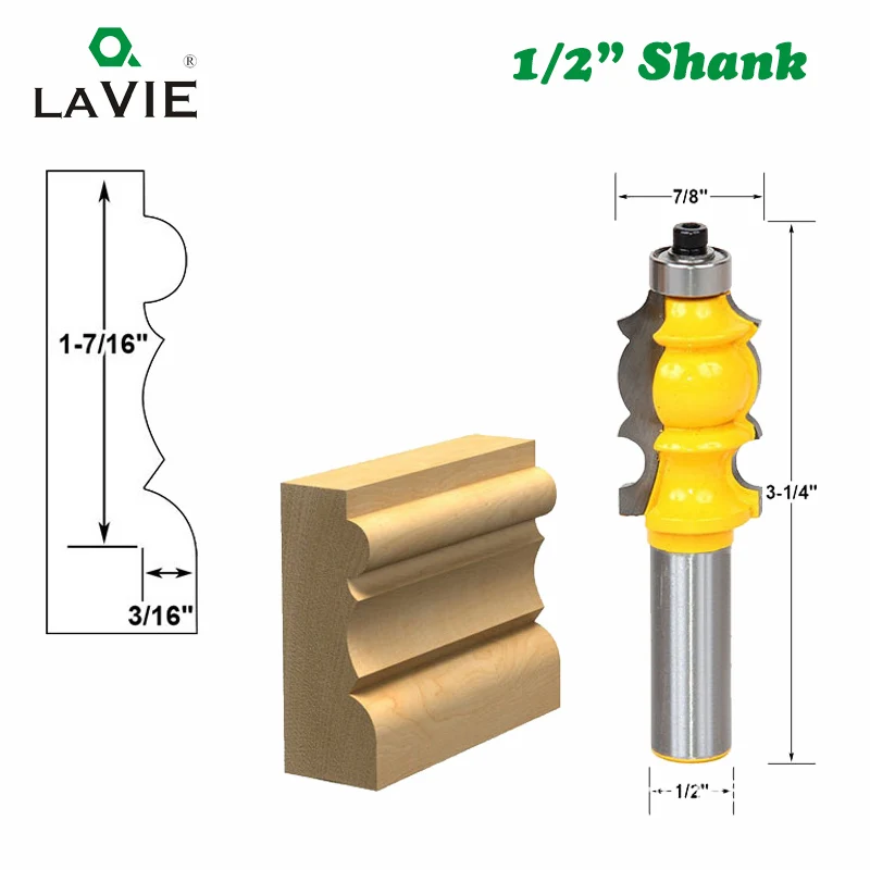 LAVIE 1pc 12mm 1/2 Inch Shank Line Architectural Molding Router Bit Woodworking Tenon Milling Cutter Wood Machine Tools MC03090